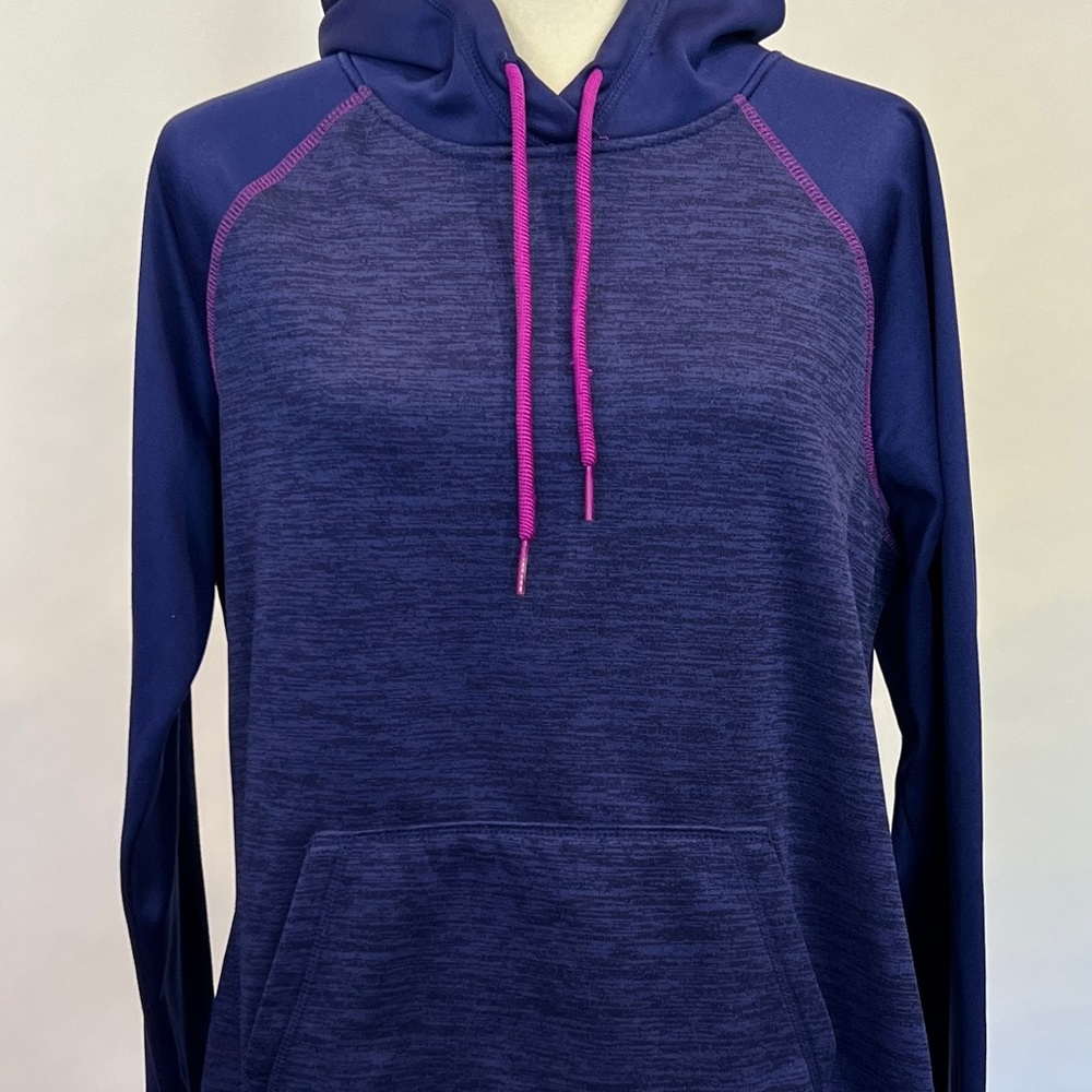 WLSS047 Women's Blue and Pink Hoodie with kangaroo pocket and thumb holes